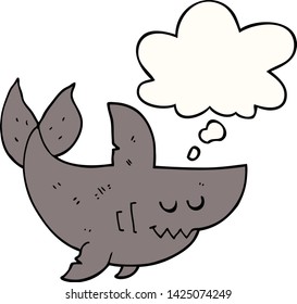 tiburón caricaturista con burbuja de pensamiento