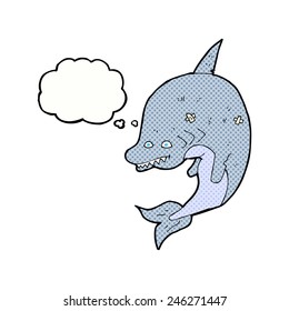 tiburón caricaturista con burbuja de pensamiento