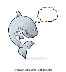 tiburón caricaturista con burbuja de pensamiento