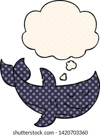 cartoon shark with thought bubble in comic book style