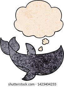 tiburón caricaturista con burbuja de pensamiento al estilo de textura gruesa