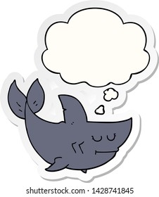 cartoon shark with thought bubble as a printed sticker