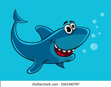 cartoon shark, vector illustration