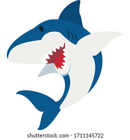 Tiburones caricaturistas. Animales cómicos de tiburón, linda mascota alegre de carácter para los niños vector.