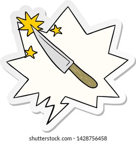 cartoon sharp kitchen knife with speech bubble sticker