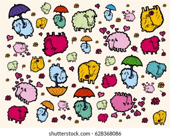 Cartoon sheep background pattern