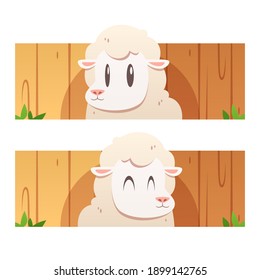 Cartoon sheep banner vector isolated illustration
