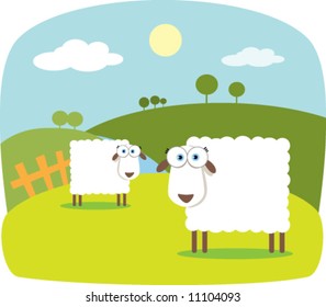 Cartoon Sheep with Big Eye