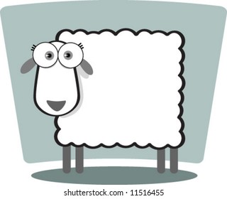 Cartoon Sheep in Black and White