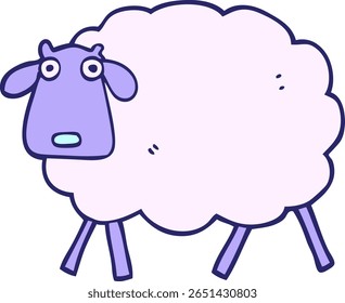 cartoon sheep in bright neon color