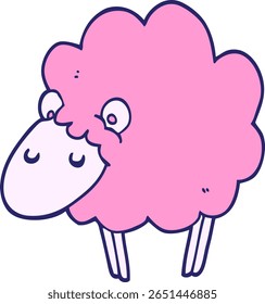 cartoon sheep in bright neon color