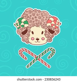Cartoon sheep with colored horns