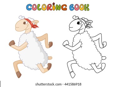 Cartoon sheep. coloring book. Vector illustration of cute animal. doodle sheep