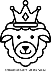 A cartoon sheep with a crown on its head