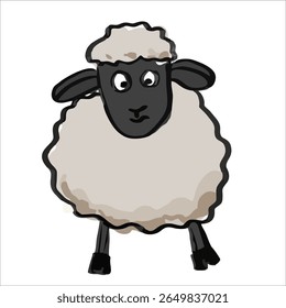Cartoon sheep cute animal illustration sheep character. Good for book illustration or poster