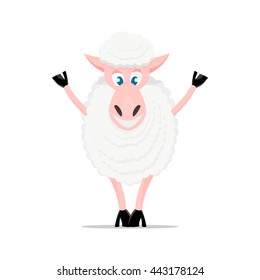 Cartoon sheep. Cute sheep isolated on white background. For games, cards, children's books.