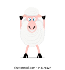 Cartoon sheep. Cute sheep isolated on white background. For games, cards, children's books.