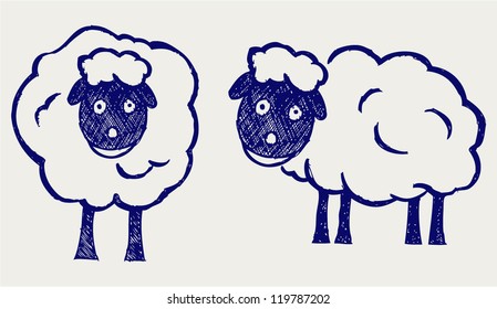 Cartoon sheep. Doodle style