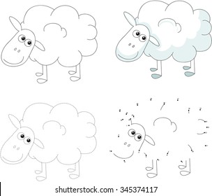 Cartoon sheep. Dot to dot educational game for kids. Vector illustration