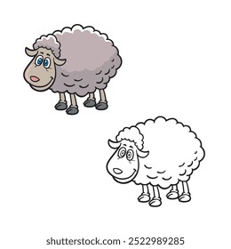 cartoon sheep drawing with line art style. simple design outline style. vector illustrations