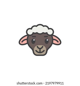 Cartoon sheep face filled outline icon, line vector sign, linear colorful pictogram isolated on white. Symbol, logo illustration. Vector graphics