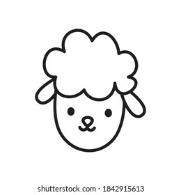 icono de caricatura de oveja sobre fondo blanco, estilo de línea, ilustración vectorial