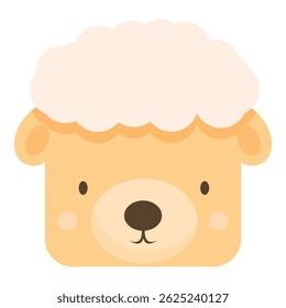Cartoon sheep face illustration smiling and looking forward on a white background