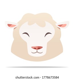Cartoon sheep face vector isolated illustration