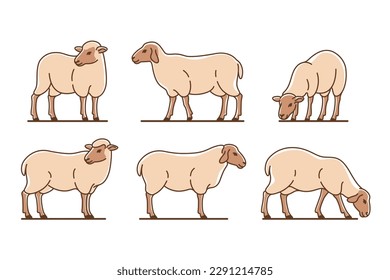 Cartoon sheep flat icon. Сute animals set of icons.