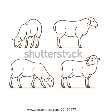 Cartoon sheep flat icon. Сute animals set of icons.