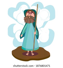 Cartoon Of A Sheep Herder. Nativity Character - Vector