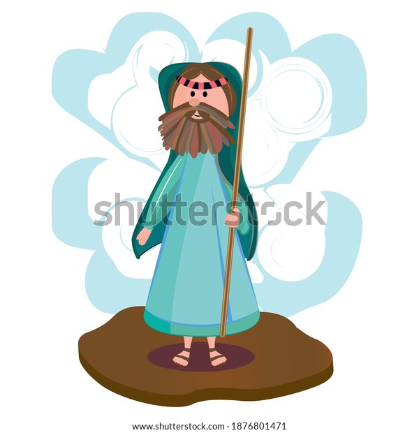 Cartoon of\
a sheep herder. Nativity character -\
Vector