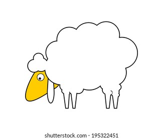 Cartoon sheep isolated on white