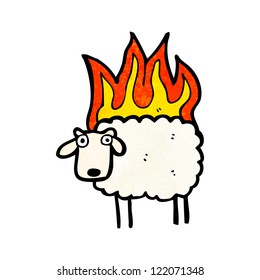 cartoon sheep on fire