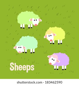 cartoon sheep on a grass 