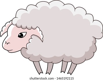 Cartoon sheep on a white background. Vector illustration.