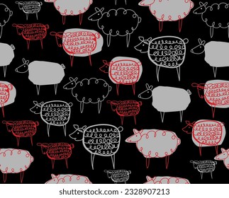 Cartoon Sheep Print Fashion Seamless Pattern