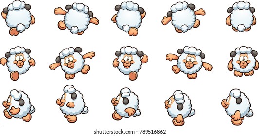 Cartoon sheep ready for animation. Vector clip art illustration with simple gradients. Each on a separate layer.  
