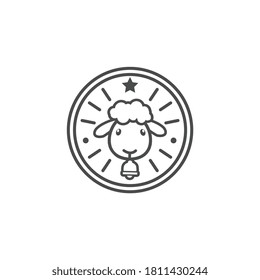 cartoon sheep simple logo with bell
