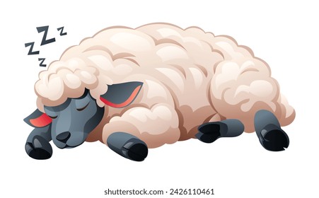 Cartoon sheep sleeping. Vector illustration isolated on white background