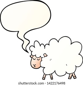 cartoon sheep with speech bubble in smooth gradient style