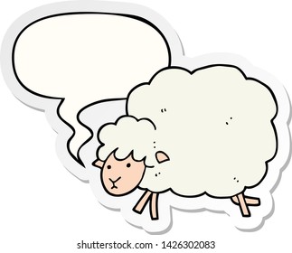 cartoon sheep with speech bubble sticker