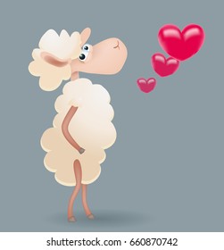 cartoon sheep thinking, romantic theme