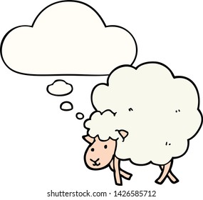 caricatura de ovejas con burbuja de pensamiento