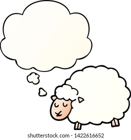 cartoon sheep with thought bubble in smooth gradient style