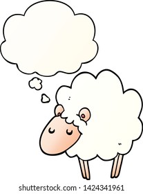 cartoon sheep with thought bubble in smooth gradient style