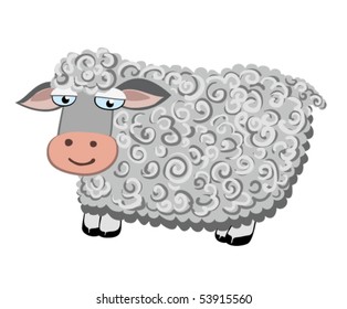 cartoon sheep vector farm animal illustration