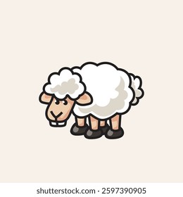 Cartoon sheep vector illustration, hand drawn sheep illustration