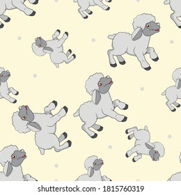 Cartoon Sheeps. Animal Seamless Vector Pattern Design Background