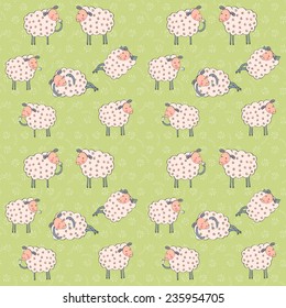 cartoon sheeps seamless pattern